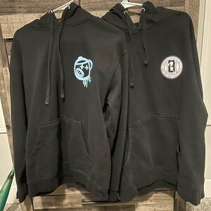 Black Graphic Hoodie with Blue Accents